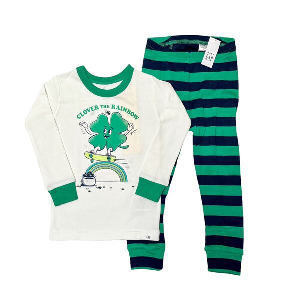 NWT Gap Organic Cotton Shamrock PJs Size 4 - Picture 1 of 5